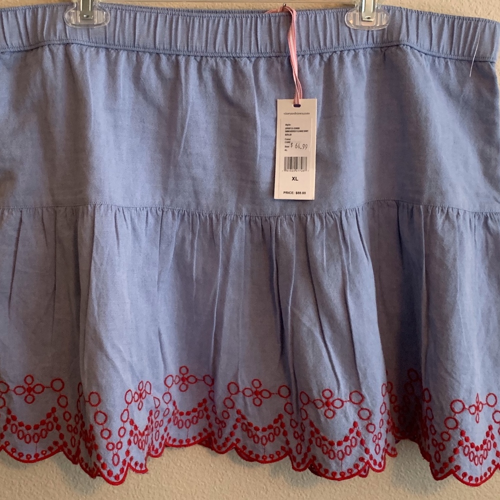 Embroidered flounce skirt XL NWT